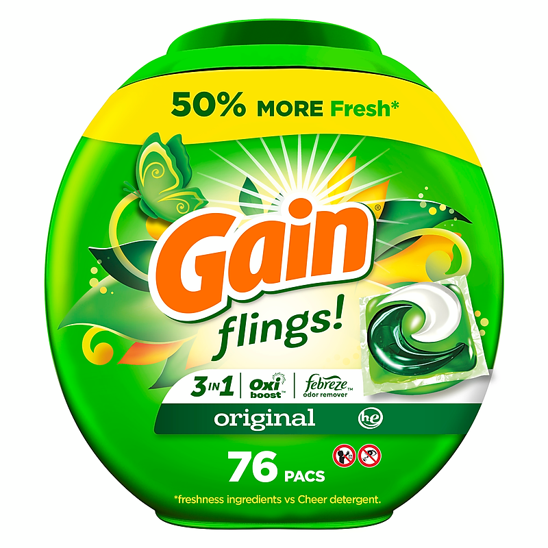 Gain Flings HE Laundry Detergent Capsules, Original Scent, 56 oz., 76 Capsules (09485) image 1