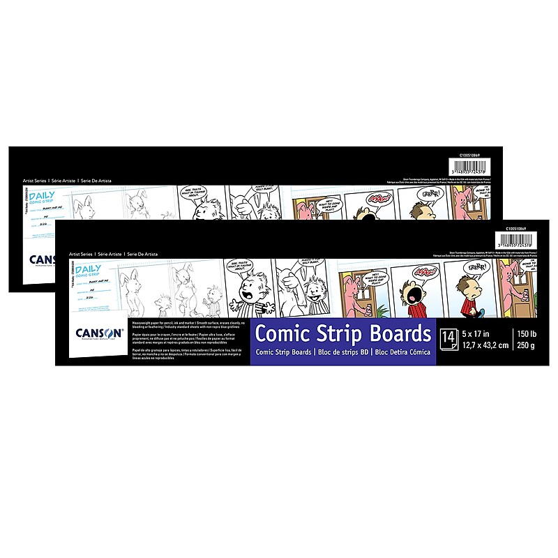 Canson Artist Series 5" x 17" Comic Strip Drawing Sketch Pad, 14 Sheets/Pad, 2/Bundle (MCXC100510869-2) image 1