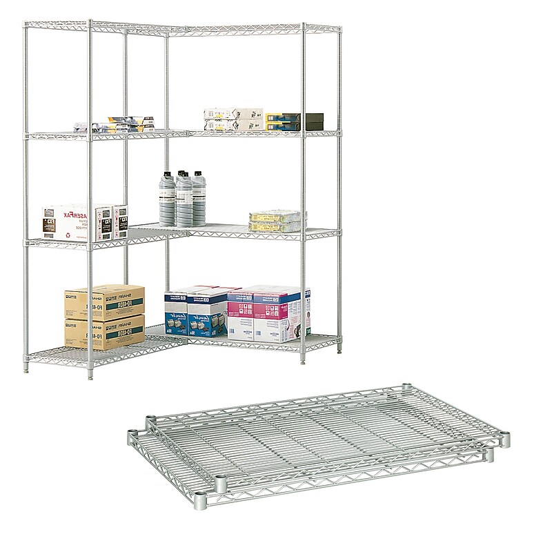 Safco Industrial Extra 2-Shelf Metal Shelf, 36", Metallic Gray (5290GR) image 1