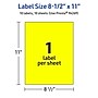 Avery Laser/Inkjet Multipurpose Rectangle Labels, 8.5" x 11", Neon Yellow, 10/Pack (94269)~#|#~24641601-E3B6-490A-B0F59489AEDE827D_sc7