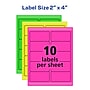 Avery Sure Feed Laser/Inkjet ID Labels, 2 x 4, Assorted Neon, 120 Labels/Pack (6481)~#|#~2465EA6B-FEFE-4E20-A6328C98E1E42838_sc7