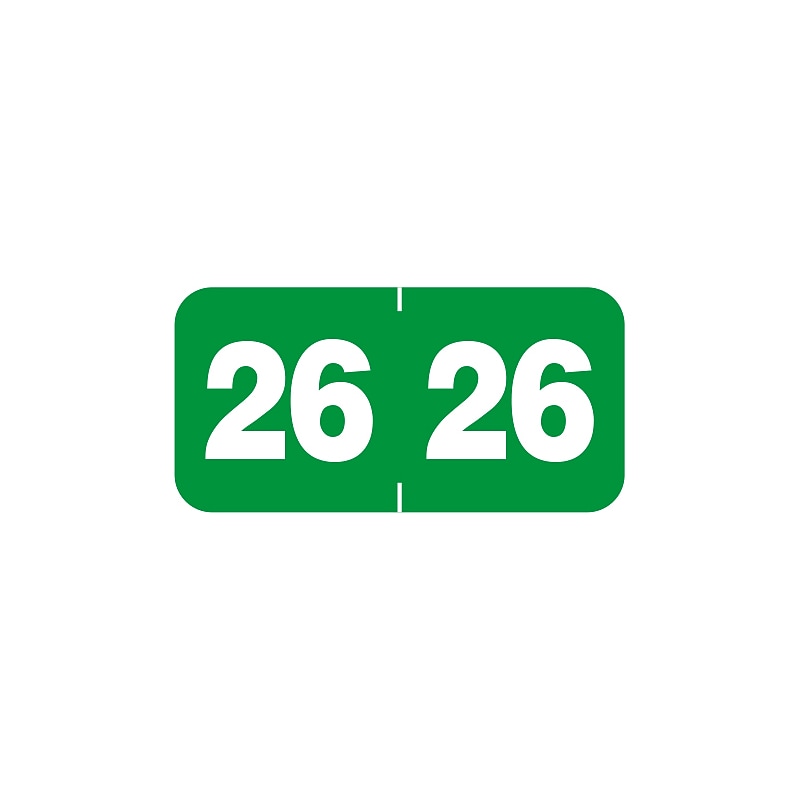 Medical Arts Press Jeter Compatible "26" Medical Labels, 3/4" x 1-1/2", Green, 500/Roll (3266926) image 1