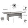 Bush Business Furniture 96W x 42D Boat Shaped Conference Table with Wood Base, Platinum Gray (99TB9642PGK)~#|#~246E7179-8668-47E1-8DD622D2B436ADAF_sc7