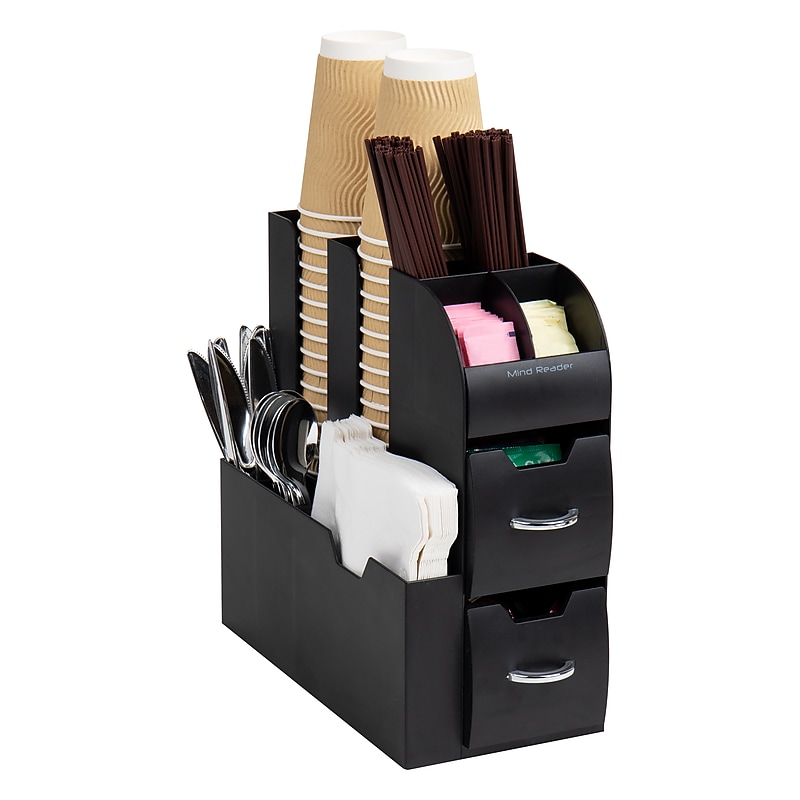 Mind Reader 11-Compartment Plastic Coffee Organizer, Black (CAD01-BLK) image 1