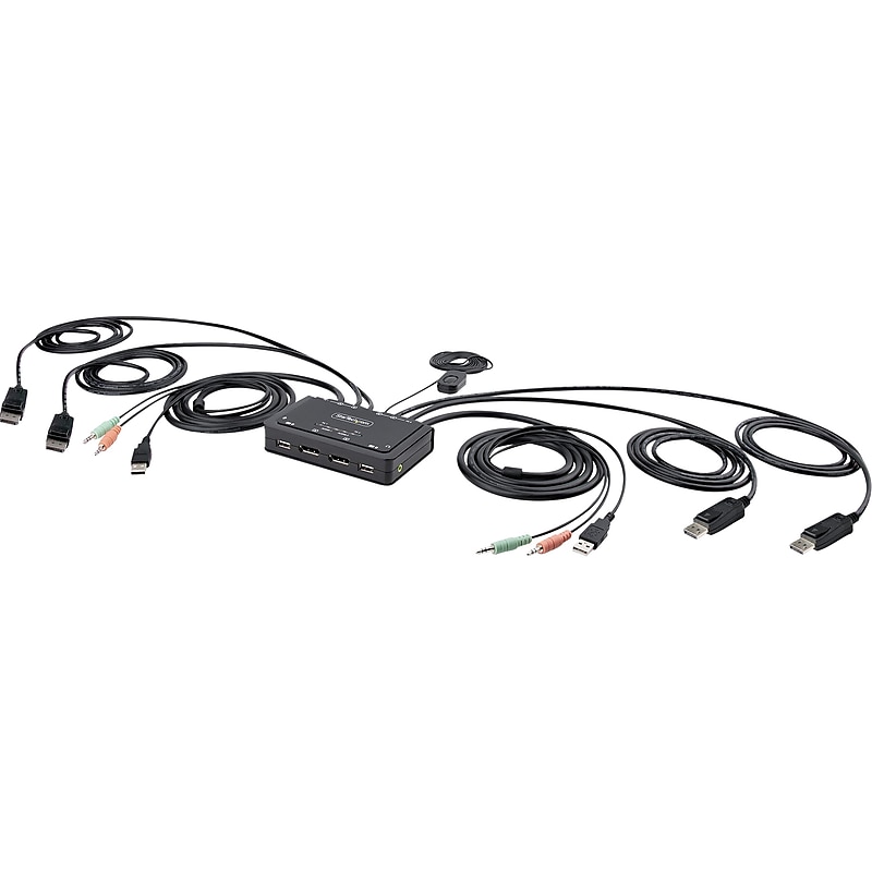 StarTech C2-DD46-UA2-CBL-KVM USB DisplayPort 2-Port KVM Switch image 1