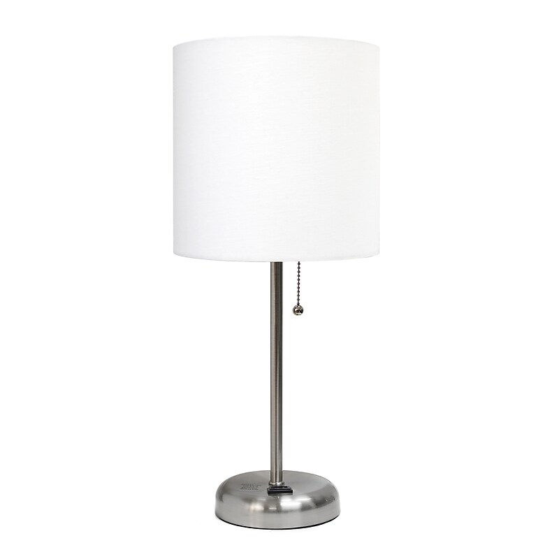 Simple Designs 19.50" LED Table Lamp with Charging Outlet, White (LT2024-WHT) image 1