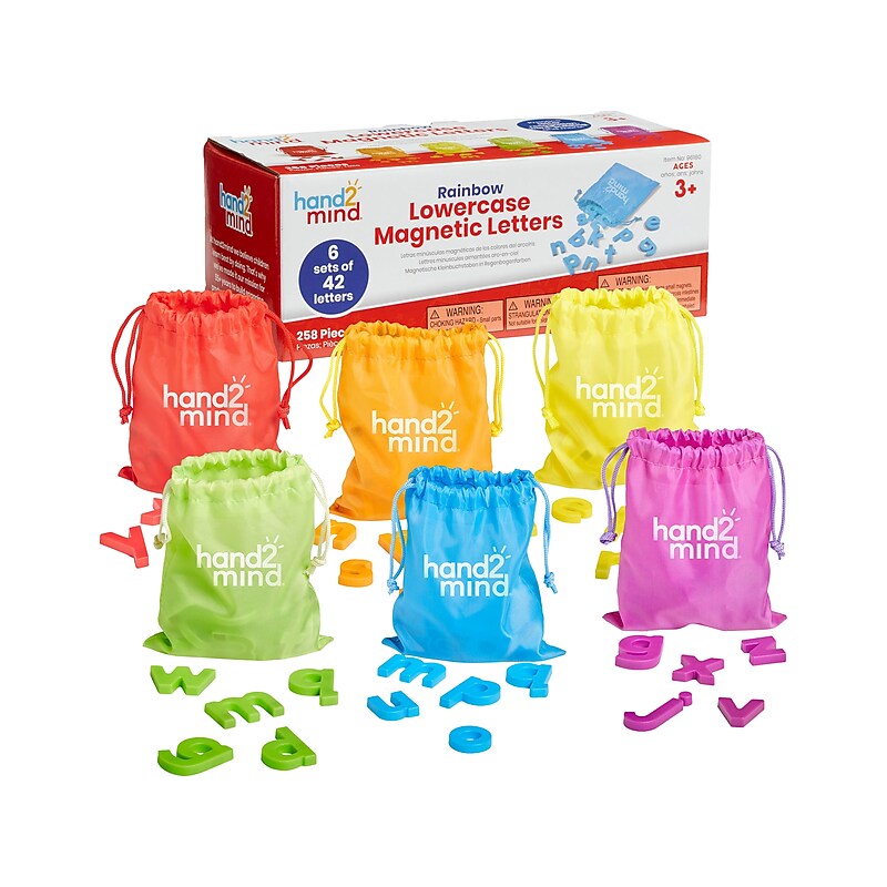 hand2mind Rainbow Lowercase Magnetic Letters, 42/Set, 6 Sets/Pack (96160) image 1