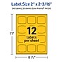 Avery Laser/Inkjet Arched Square Multipurpose Labels, 2" x 2-3/16", Bright Yellow, 240/Pack (94124)~#|#~248E6471-BC94-4252-BDE7645EB6909B60_sc7