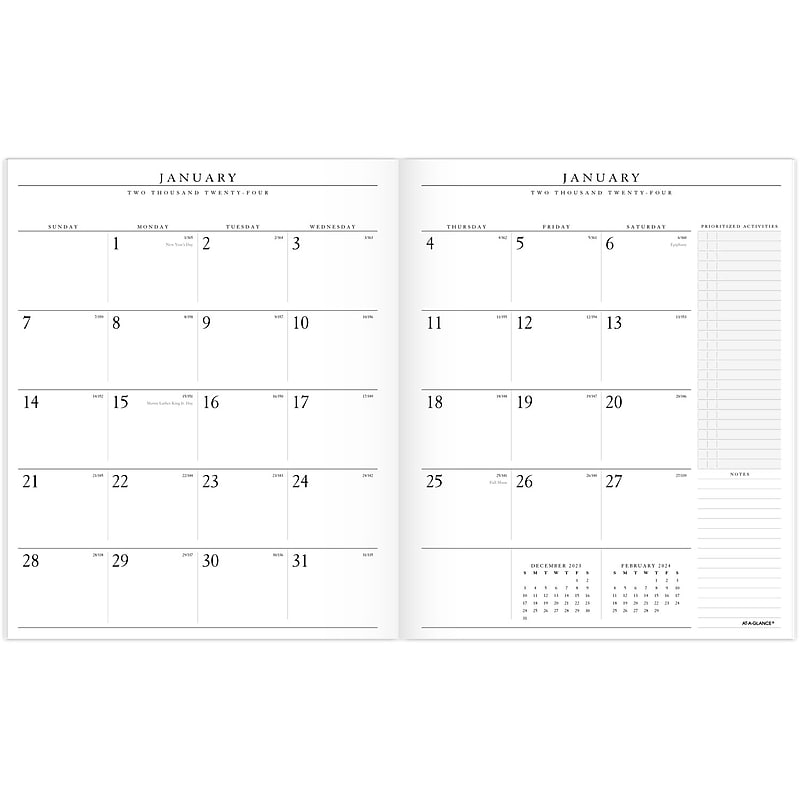 AT-A-GLANCE Executive 11" x 9" Monthly Padfolio Refill, White/Black (70-909-10-24) image 1