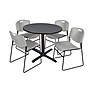 Regency 36-inch Training & Hospitality Round Shape Laminate Table with 4 Chairs, Gray (TB36RNDGY44GY)~#|#~24A53C8C-6AC1-43C5-92AA9B960DE0A8FA_sc7
