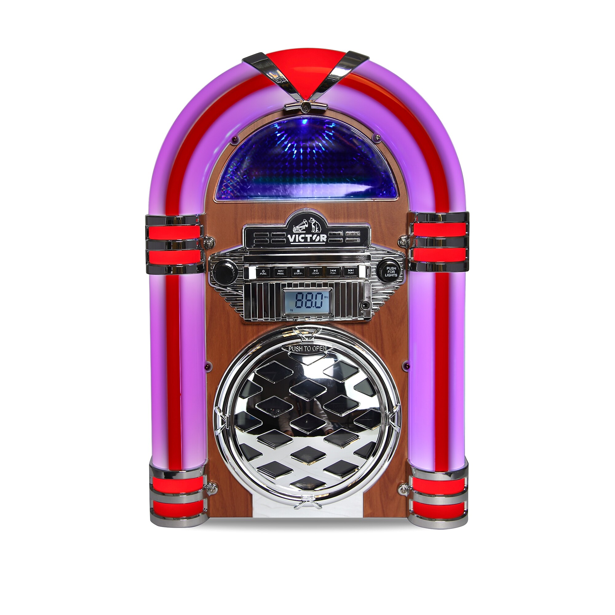 Victor Bluetooth CD Jukebox Speaker with FM Radio, Mahogany (VDTJ-1550-MH) Simolary simolary.com