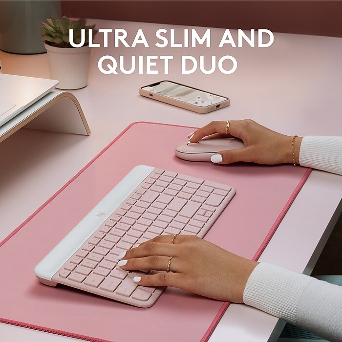 Logitech MK470 Slim Wireless Keyboard and Mouse Combo, Rose (920