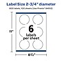 Avery Laser/Inkjet Round Multipurpose Labels, White, 6 Labels/Sheet, 100 Sheets/Pack (94512-WMP100)~#|#~24C0A7F3-3DF9-4D2D-A990D82B78BB492A_sc7