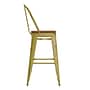 Flash Furniture Carly Indoor-Outdoor Bar Height Stool with Back, Yellow with Teak Seat (ET353430YLPL1T)~#|#~24C942B3-DE50-469B-907243B8C7CAE3E6_sc7