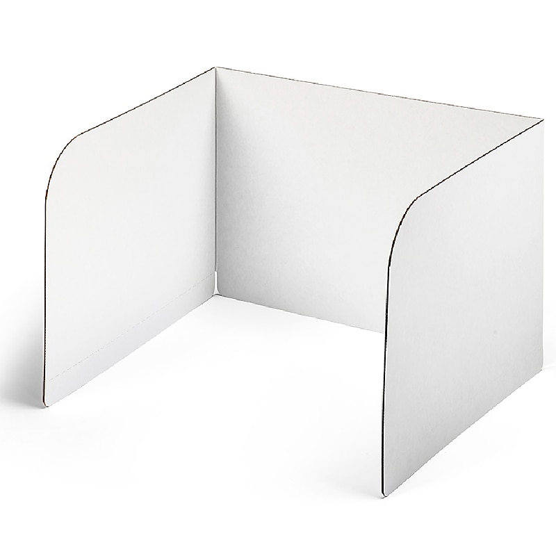 Classroom Products Foldable Cardboard Freestanding Privacy Shield, 13"H x 20"W, White, 40/Box (1340 WH) image 1