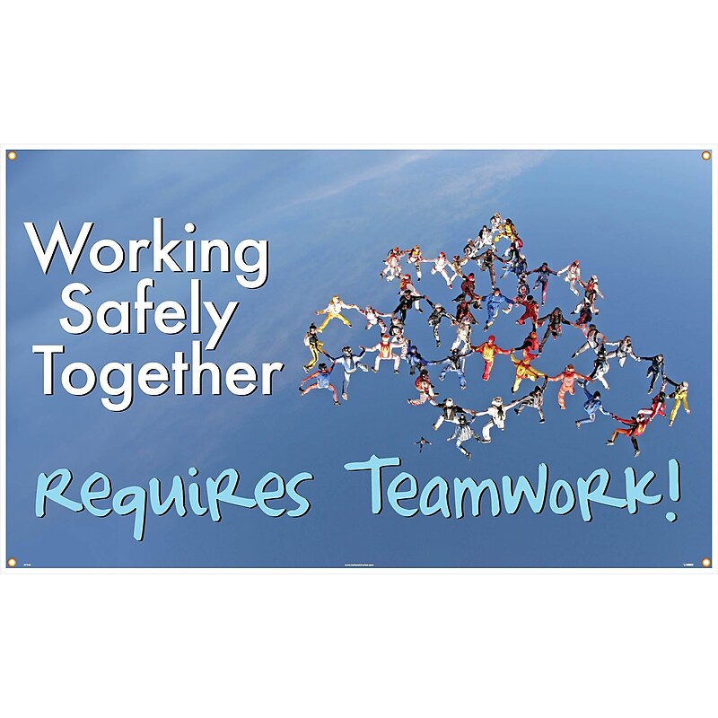Safety Banners; Working Safety Together Requires Teamwork, 3Ft X 5Ft image 1
