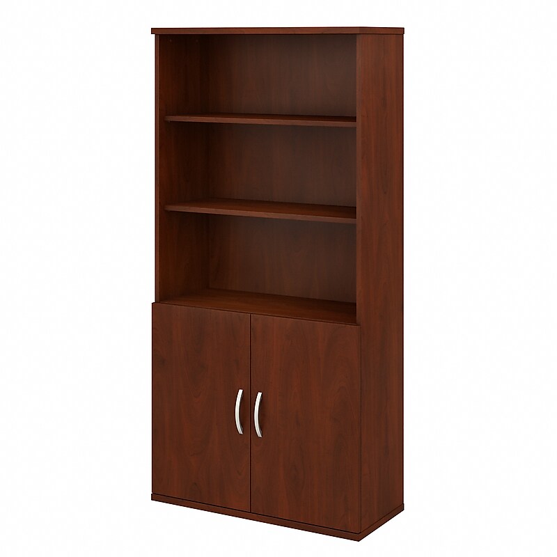 Bush Business Furniture Studio C 73"H 5-Shelf Bookcase with Doors, Hansen Cherry Laminated Wood (STC015HC) image 1