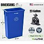 Alpine Industries Polypropylene Recycling Bin with Dolly, 23 Gallon, Blue (ALP477-BLU2-PKD)~#|#~24E0C567-06C1-4BBF-B8966F90B1BD915E_sc7