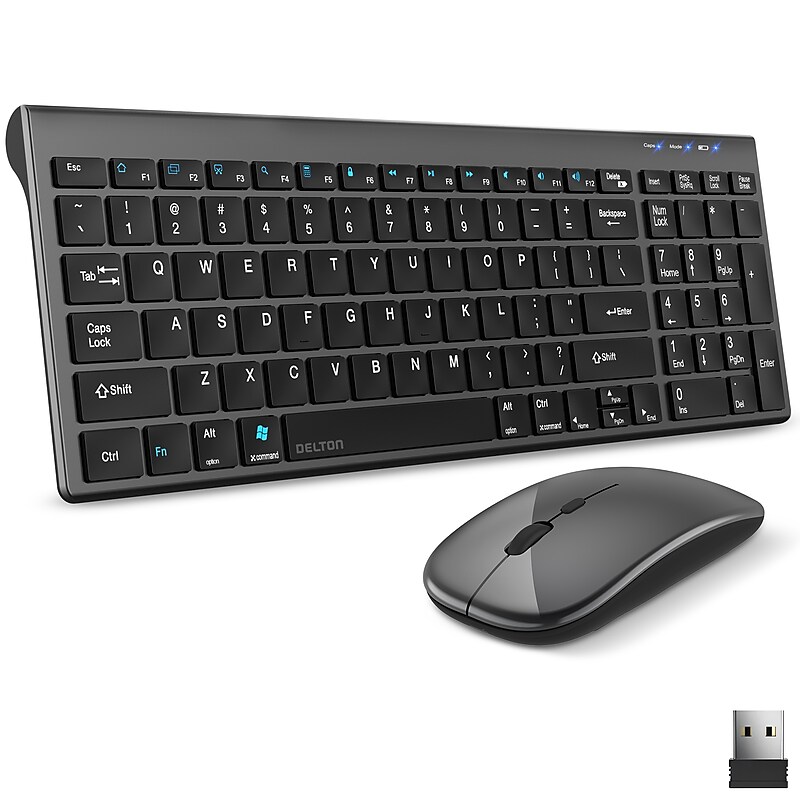 Delton N36 Wireless Keyboard and Optical Mouse Combo, Black (DKMN36-WB) image 1