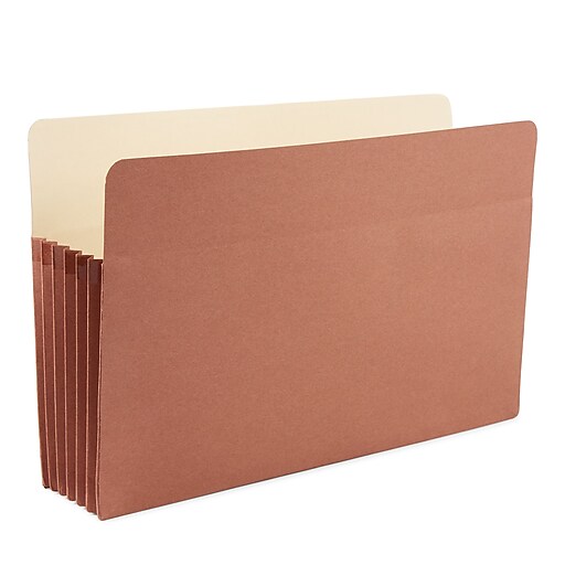 Staples StraightCut File Pockets, 5.25" Expansion, Legal Size, Brown