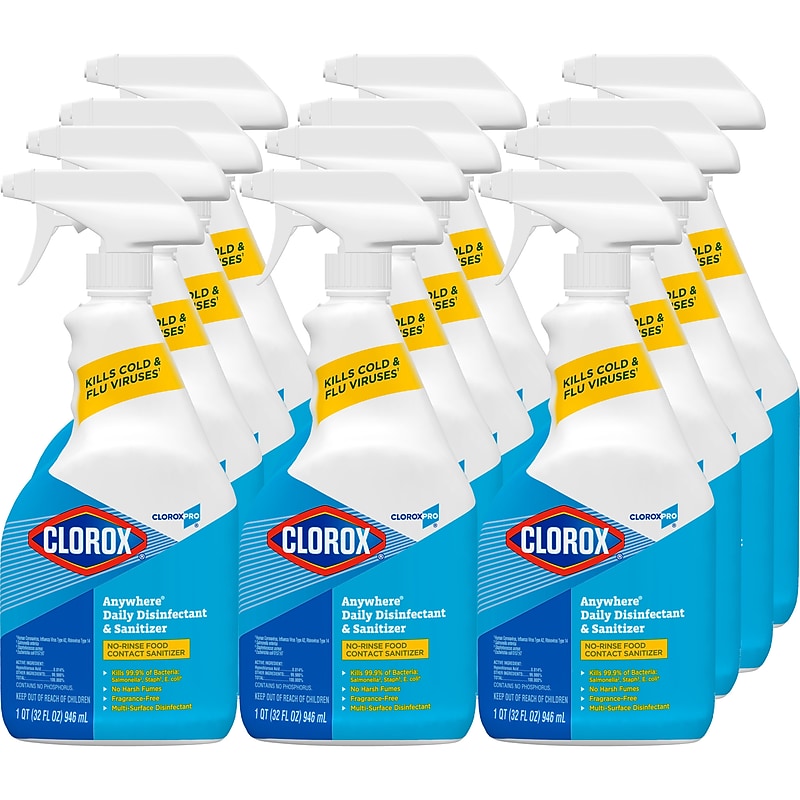 CloroxPro Anywhere Daily Disinfectant and Sanitizer, 32 fl. oz., 12/Carton (CLO01698CT) image 1