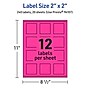 Avery Laser/Inkjet Square Multipurpose Labels, 2" x 2", Neon Magenta, 240/Pack (94107)~#|#~2501892E-B4E5-4509-B2012BD72AAF780D_sc7