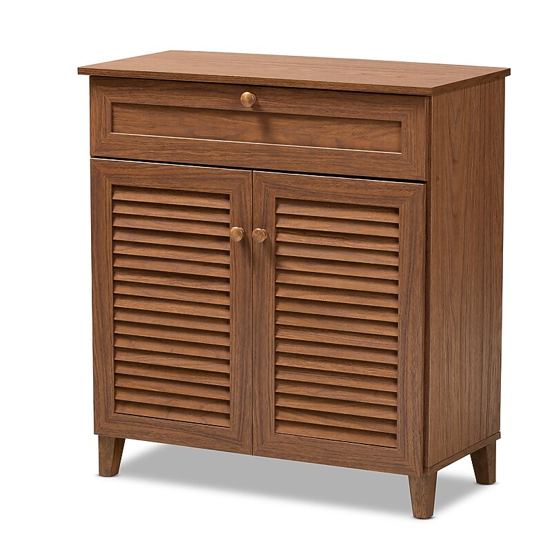Baxton Studio Coolidge Shoe Cabinet with Drawer, Walnut (156-9388-HiT) image 1