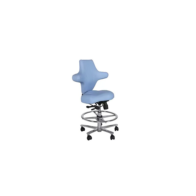 Brandt Industries Armless Vinyl Medical Stool with Backrest and Lumbar Support (17800 Blue) image 1