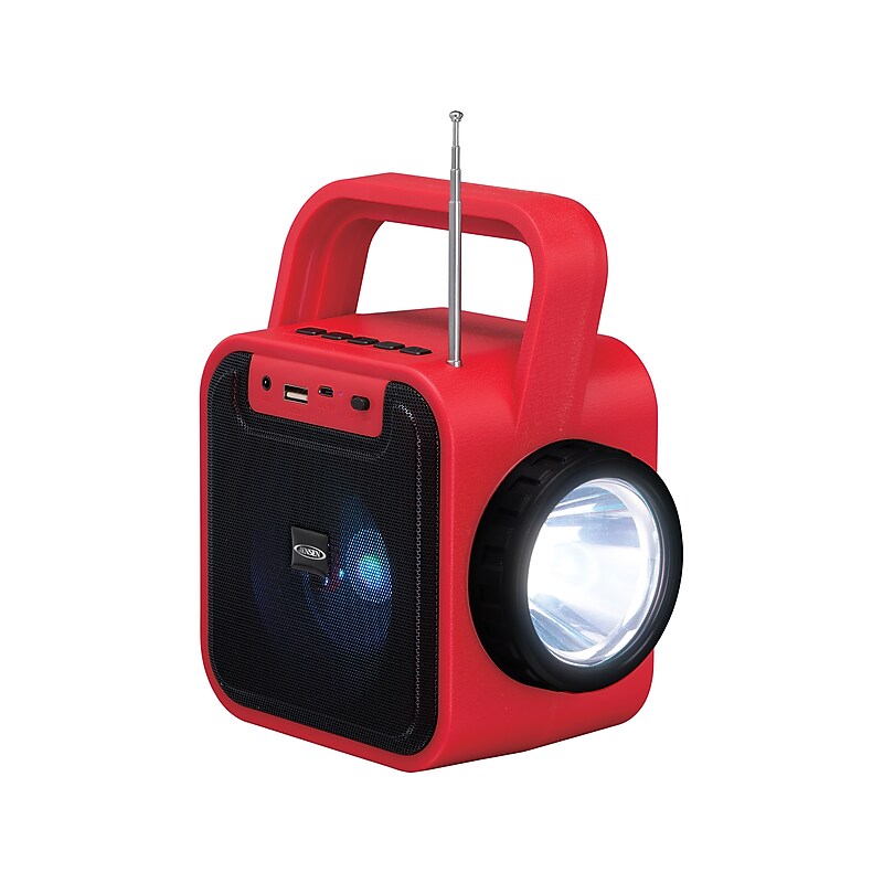 Jensen Wireless Bluetooth Radio with Flashlight, Red/Black (JEP-175) image 1