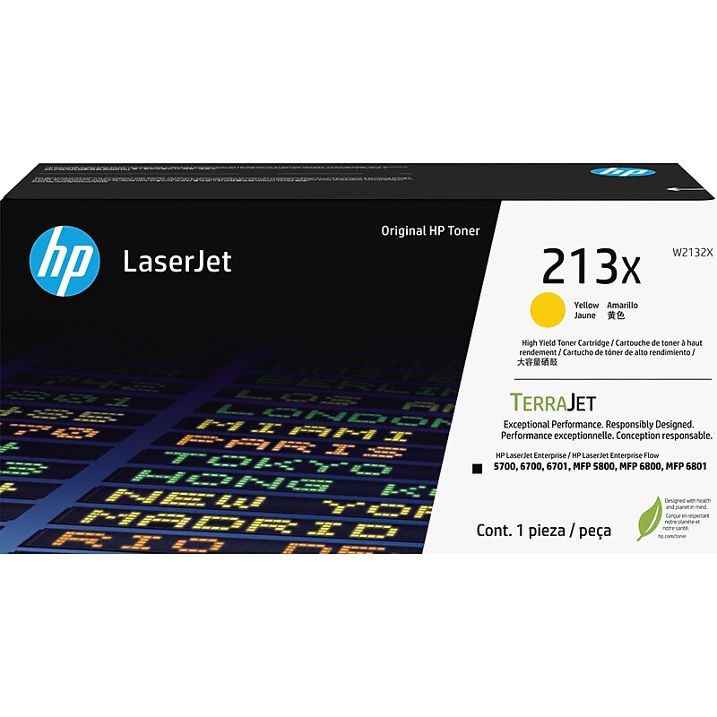 HP 213X Yellow High Yield Toner Cartridge, Prints Up to 6,000 pages (W2132X) image 1