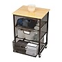 Mind Reader 3-Shelf Drawer Mobile Organizer Cart with Wheels, Black (3TMESHC-BLK)~#|#~25241B77-E2D6-448D-97634F5AC7EC7BD2_sc7