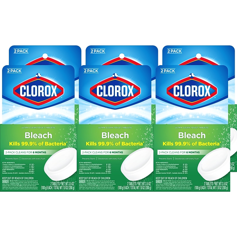 Clorox Ultra Clean Toilet Tablets Bleach, 3.5 oz., 2/Pack, 6 Packs/Carton (30024CT) image 1