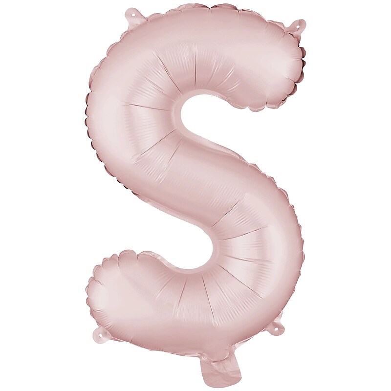 Party City (Air-Filled) 16" "S" Foil Balloon, Dusty Rose (AM 1 100086-92) image 1