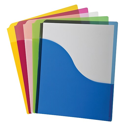 Pendaflex1 Pocket Plastic Portfolio Folder, Assorted Colors, 5