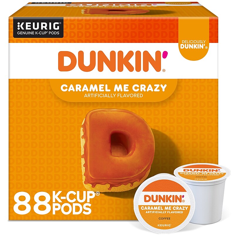 Dunkin' Caramel Me Crazy Coffee, Keurig K-Cup Pod, Medium Roast, 88/Carton (5000364900CT) image 1