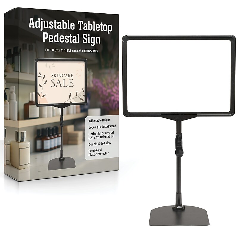 Global Printed Products Horizontal Generic Holder, 8.5" x 11", Table Top/Countertop, Black Metal (TT-PDSTL) image 1