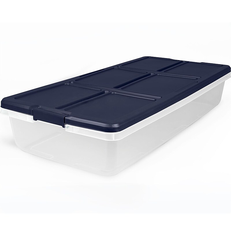 Home Logic 52 Quart Latch Lid Storage Bin, Clear, 4/Case (7104) image 1