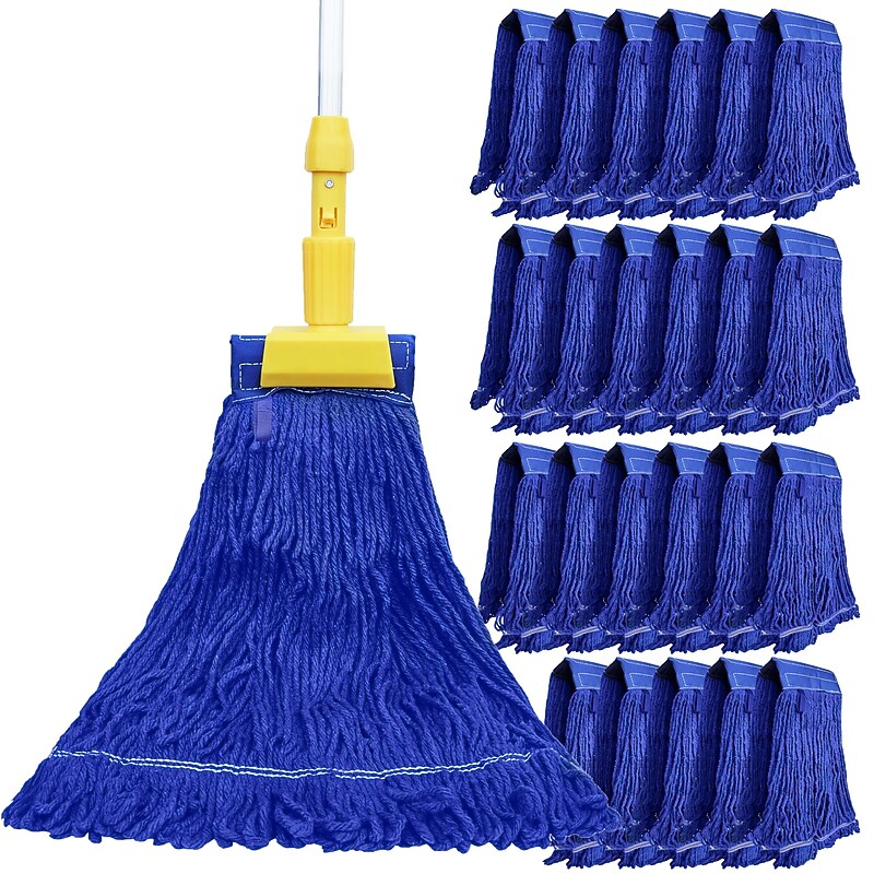 BISON LIFE Kleen Handler  Blend Heavy Duty String Mop Head, Dark Blue, 24/Pack (BPHD-LEM-BD-DBL-32-1-24A) image 1