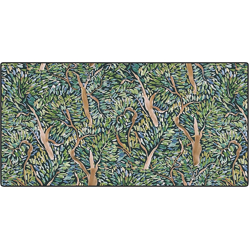 DENY Designs Fauvist Trees Dark by Jacqueline Maldonado Anti-Slip Polyester Desk Pad, 15.5" x 31.5", Multicolor image 1