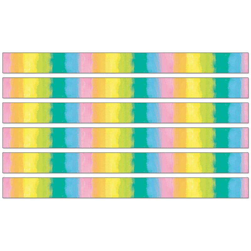 Happily Ever Elementary Creatively Inspired Straight Borders, 3" x 3', Watercolor, 6/Bundle (CD-108503-6) image 1