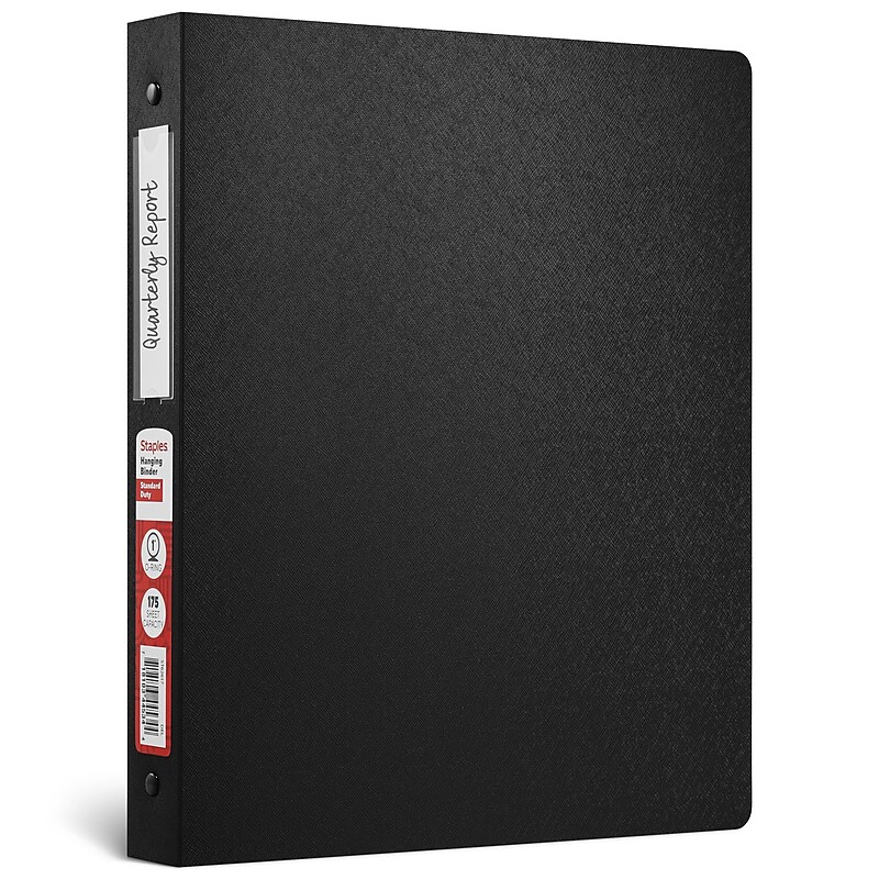 Staples 1" 3-Ring Hanging Binders, Black (ST62617) image 1