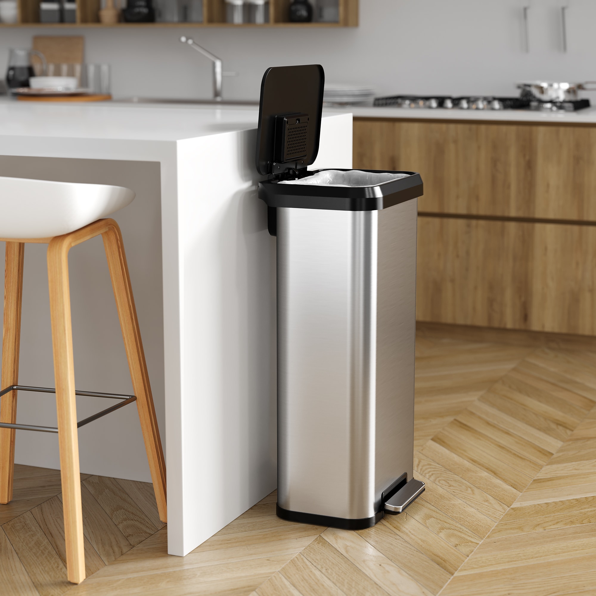 iTouchless SoftStep EXP Stainless Steel Step Trash Can with Plastic Lid, 20 Gallon, Silver/Black (PP20RSB) Sansujyuku sansujyuku.com