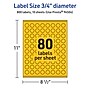 Avery Laser/Inkjet Round Multipurpose Labels, 0.75" Dia., Bright Yellow, 800/Pack (94504)~#|#~25717C7D-EE87-4635-9F1C5BCF623ABB7A_sc7