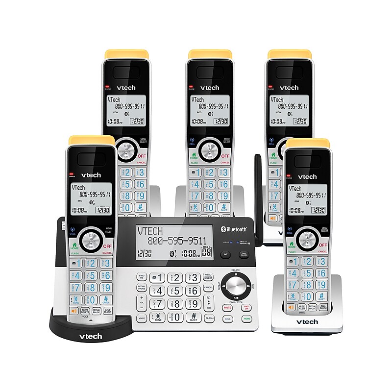 VTech Connect to Cell 5-Handset Cordless Telephone, Silver/Graphite (80-2539-00) image 1