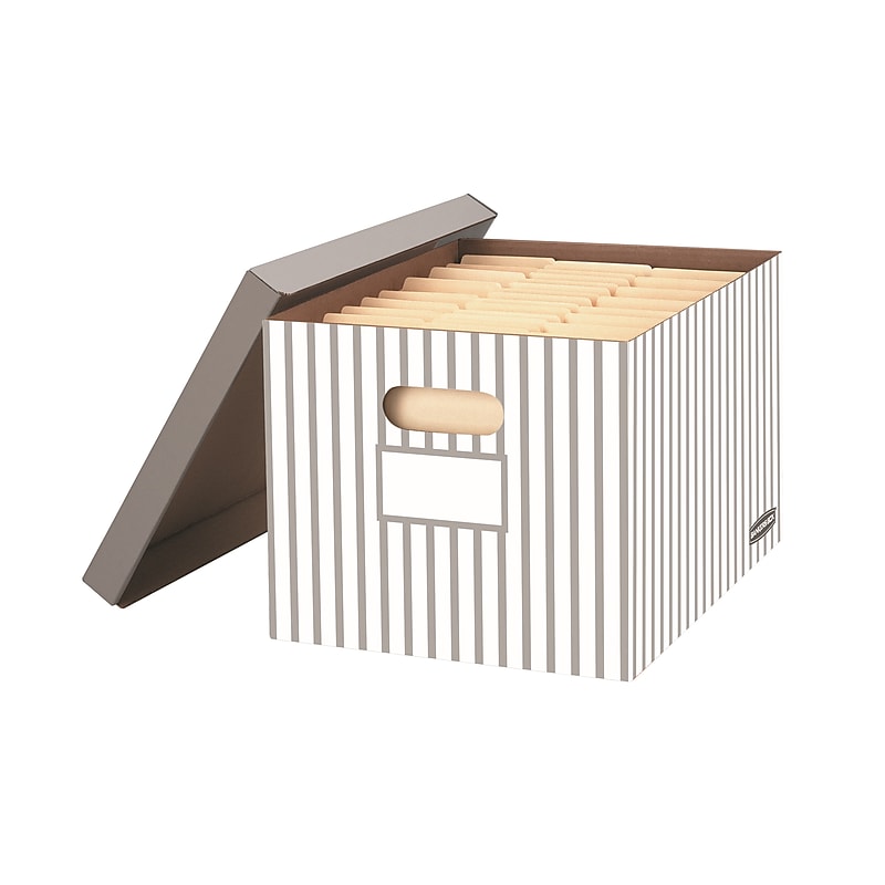 Bankers Box Stor/File Medium Duty 60% Recycled FastFold Corrugated File Box with Lid, Letter/Legal Size, Black/Gray, 4/Carton image 1