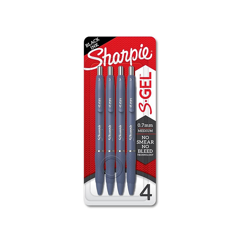 Sharpie S-Gel, Gel Pens, Medium Point (0.7mm),  Moonlit Midnight Barrel, Black Ink, 4 Count, (2220964) image 1