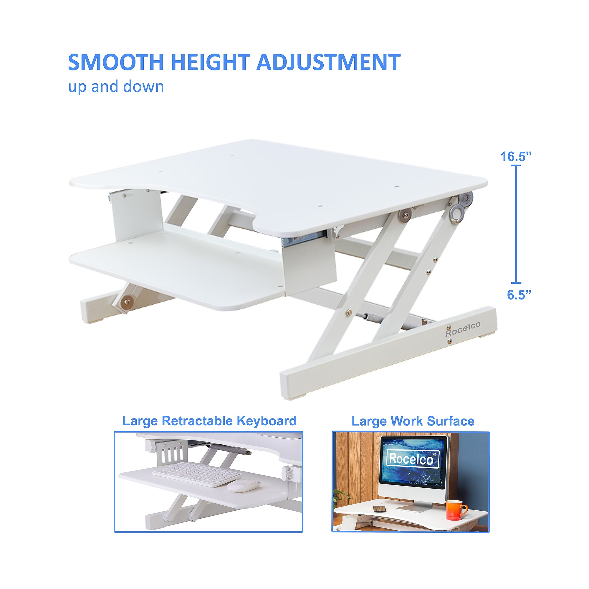 Rocelco 32″W Adjustable Standing Desk Converter, White (R ADRW) Sansujyuku sansujyuku.com