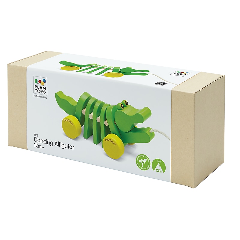 Plan Toys Dancing Alligator Wooden Pull Toy, Green (PTS5105) image 1