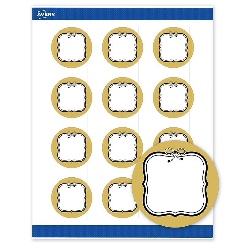 Avery Round Laser/Inkjet Multipurpose Labels, 2" Dia., White, 120/Pack (19479370975) image 1