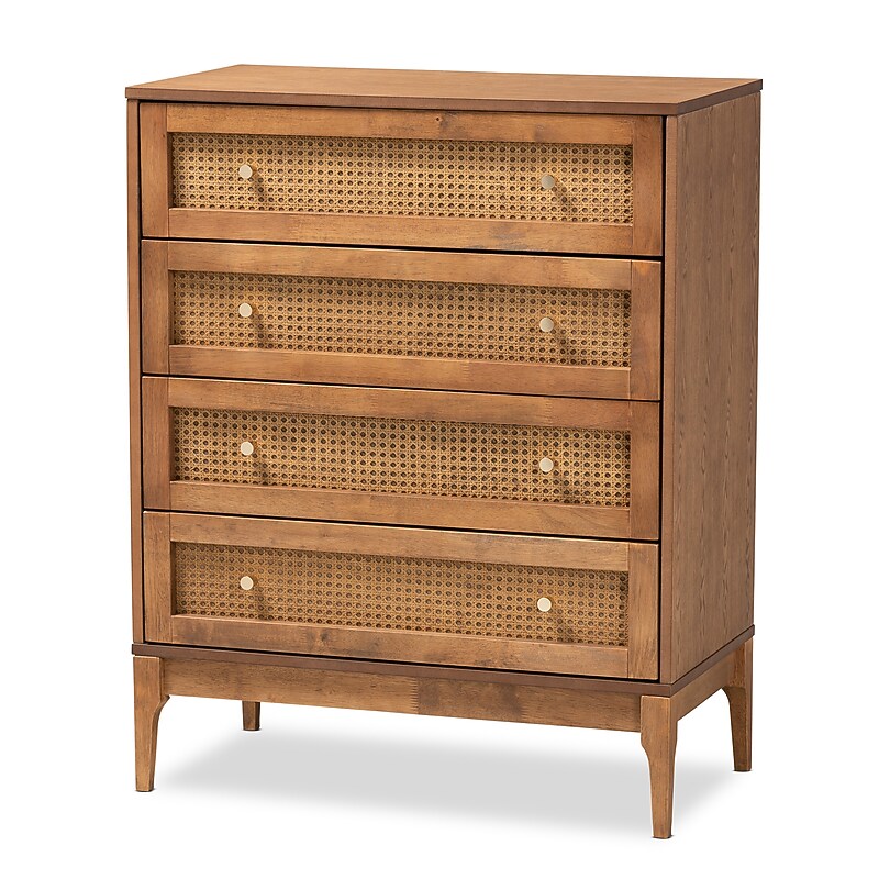 Baxton Studio Ramiel 38"H Chest, 4-Drawers, Natural Brown/Gold (215-12426-HiT) image 1